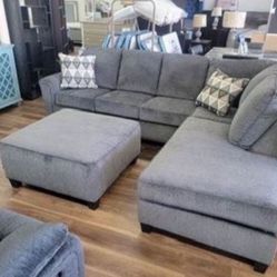 New Gray Ashley Brand Sectional *Chaise Lounge Available On Right Or Left Side* Ottoman Sold Separately Sofa Couch 