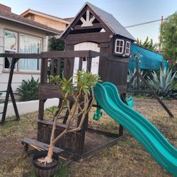 Swing Set And Slide Play Structure