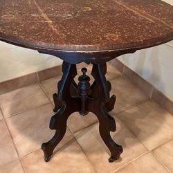 Antique Vintage Old All Wood Table With Rolling Feet.