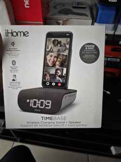 iHome TIMEBASE PRO+ Triple Charging Alarm Clock | Qi-Certified Wireless Charging, Apple Watch Charger, Bluetooth Speaker, USB Charging and Battery Bac
