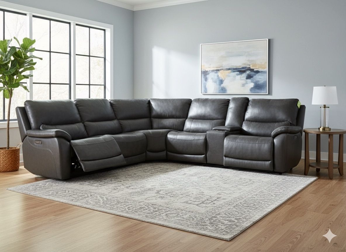 OUTLET | COSTCO Wylder Leather Power Reclining Sectional Sofa with Power Headrests