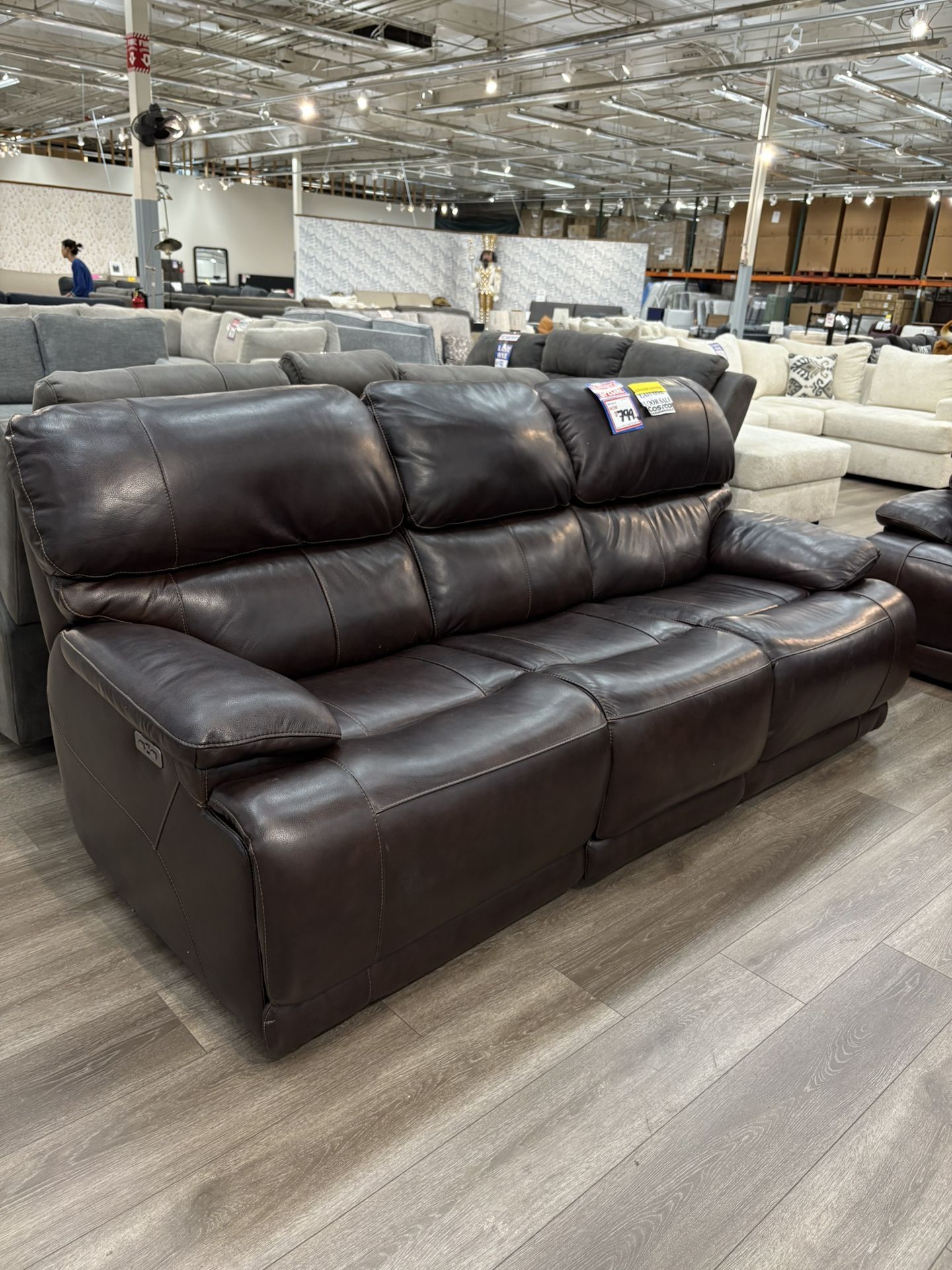 Costco Aleena Top Grain Leather Power Recliner Sofa