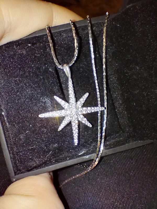 Sterling Silver Diamond North Star Necklace