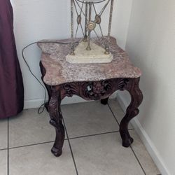 Beautiful Marble Table, And Marble Lamp 