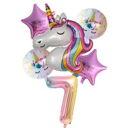 Unicorn cute 6pcs foil balloons New.