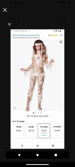 Brand New California Costume In Package Mummy Teenage Girl Age 12 To 14
