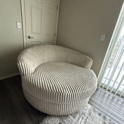 Modern Corduroy Swivel Chair – Super Cozy, Like New