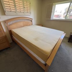 Complete Four-Piece Bedroom Set - Light Wood
