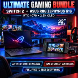 Switch 2 + ASUS Zephyrus G16 RTX 4070 + 32” monitor bundle