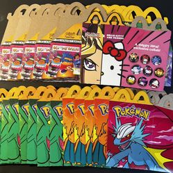 $10 McDonald’s Empty Boxes, Pokemon, Yugioh X Hello kitty, Kerwin Frost.