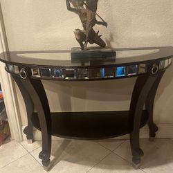 Beautiful, dark wood  2 Tier Console Table With Mirror