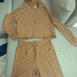 Pink Hoodie Biker Shorts Set