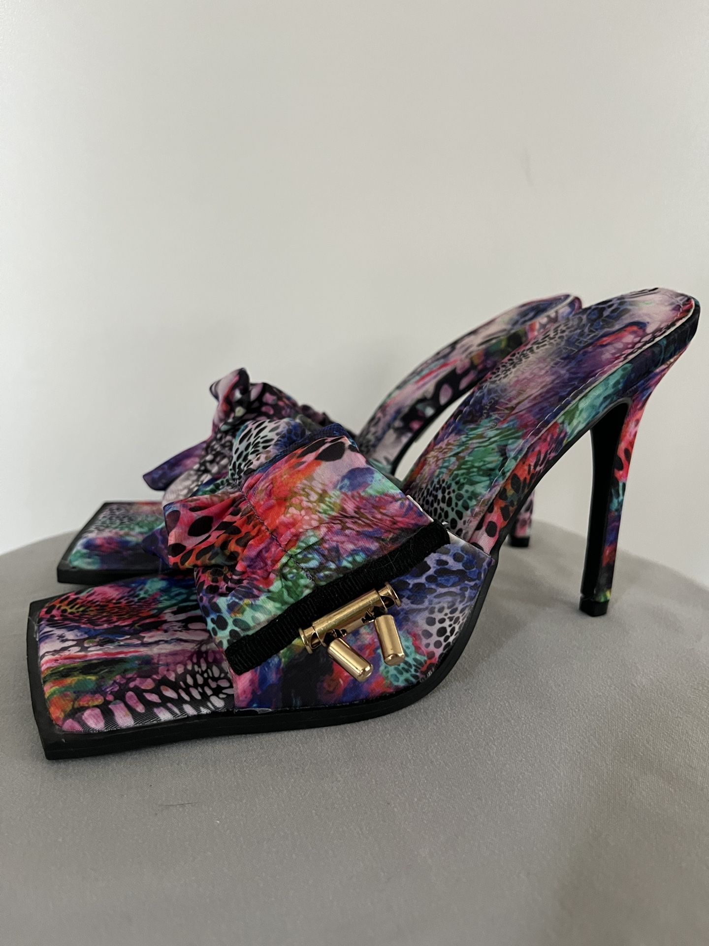 Multicolor Ruffle Strap Heels - Woman’s Size 7.5