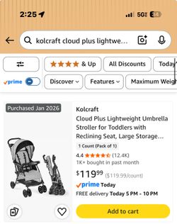 Kolcrafti Cloud Plus Lightweight Travel Stroller