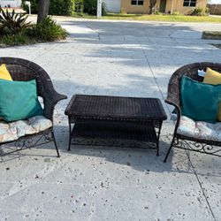 Wicker Chairs And Coffee Table