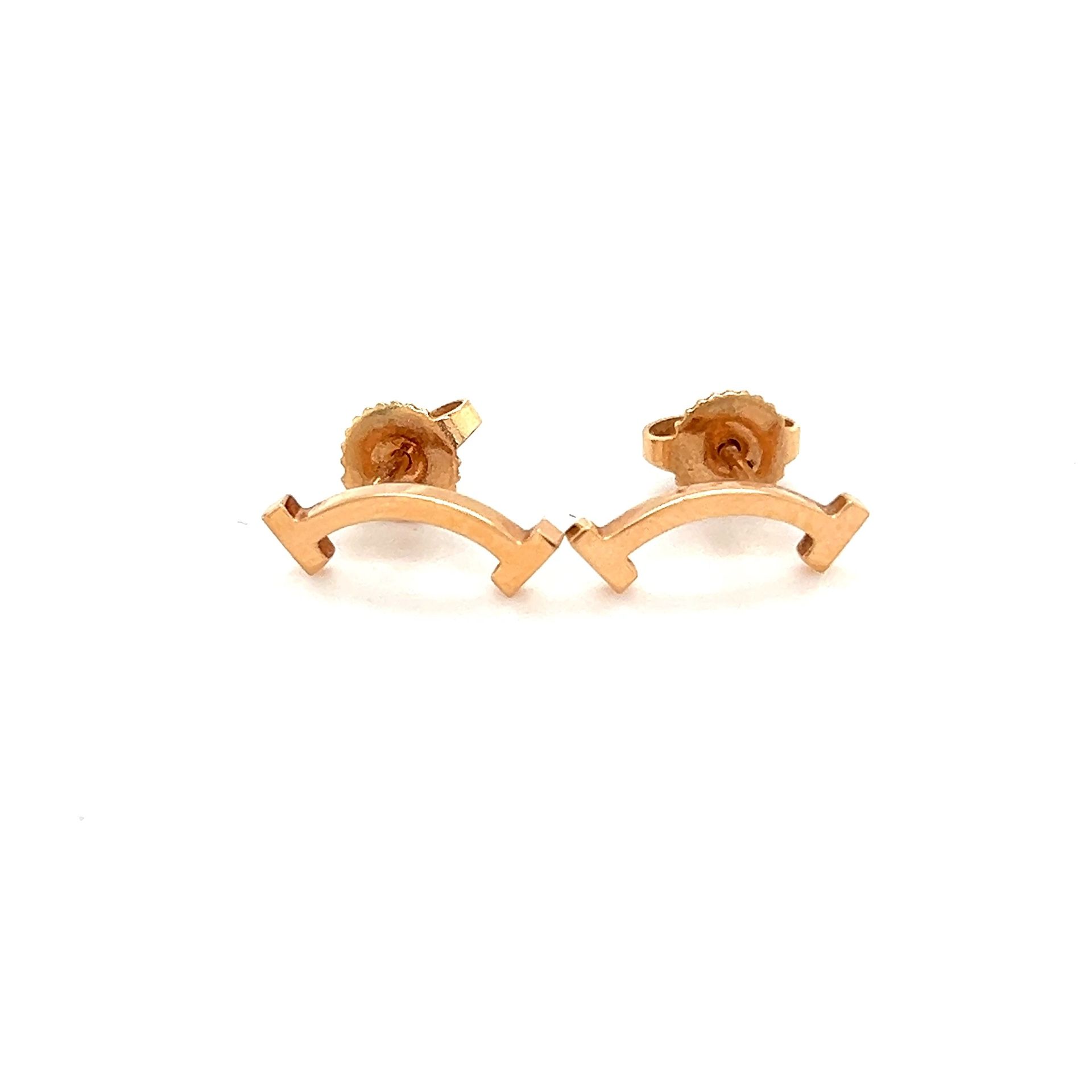 T&Co. 18k Gold T-Smile Earrings 