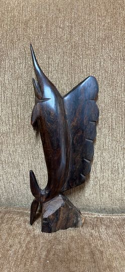 Wooden Marlin Sailfish Sculpture