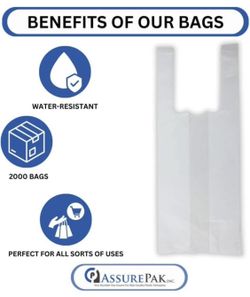EXTRA SMALL White Unprinted HDPE T-Shirt Bags 4"X3"X10" With Handles –