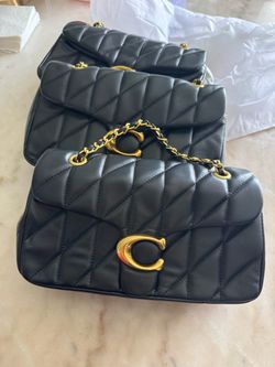 Black Quilted Leather Pillow Tabby Shoulder Bag with Gold Chain Hardware