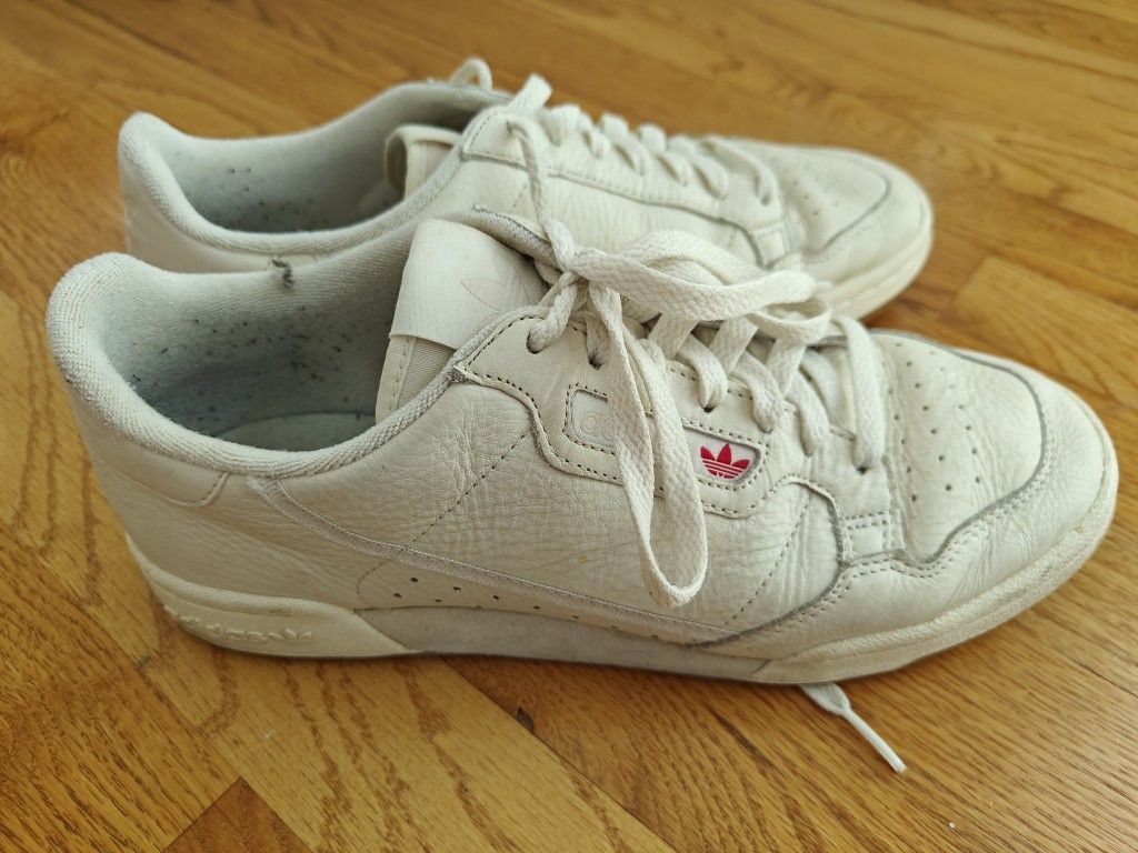 Adidas Mens Continental 80 Leather Off White & Gum Soles Size 9
