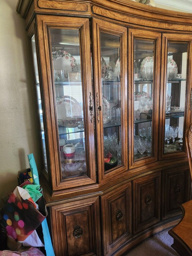 China Cabinet Bernhardt Pecan Wood