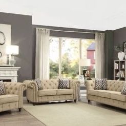 Brand New Beige Button Tufted Sofa and Love Seat