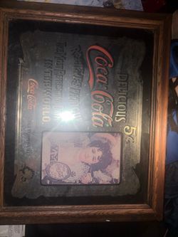 Vintage Coca-Cola Marsel 5 cent Relieves Fatigue Sign Mirror Wood 19.5" x 23"