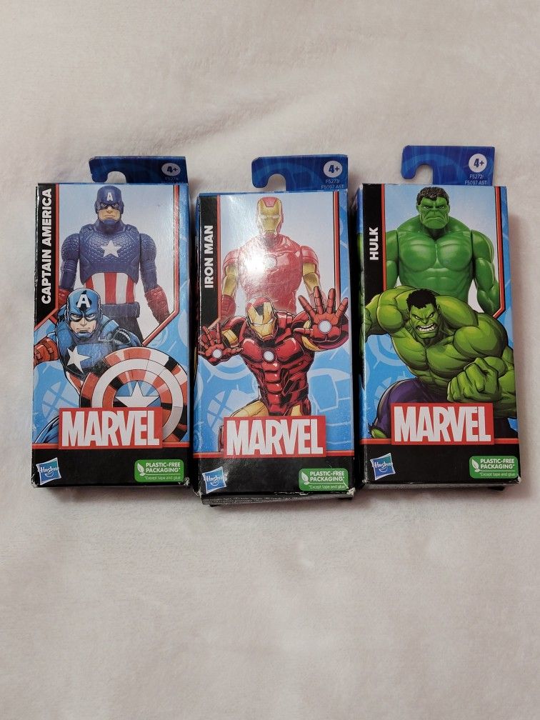 (3) Hasbro MARVEL Captain America, Iron Man & Hulk 6-Inch Action Figures NEW