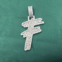 INITIAL F VVS D Moissanite Sterling Silver Pendant