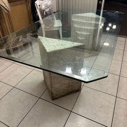 Free Glass Table With Rock Base,no chairs