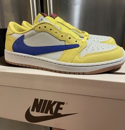 Nike Air Jordan 1 Retro Low Travis Canary Yellow Size 11W 9.5 MENS