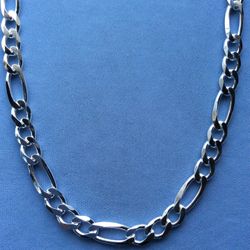 QUALITY!!! 24” Men’s Figaro 9mm Necklace Solid Sterling Silver Italy 925 *Ship Nationwide Or Pickup Boca Raton