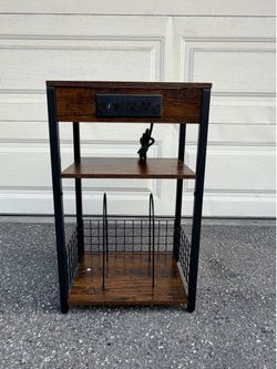 Side table with charging station brand new in box $20   Measurements in photos brand new inbox $20 each with charging station and USB port and c type