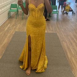 Mustard Gold Prom Dress