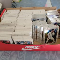 Box Of Baseball Basketball And Football Cards 