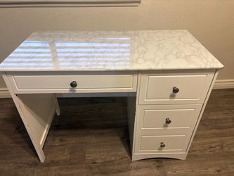 White Desk with Drawers