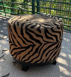 Animal Print Upholstered Ottoman Foot Stool