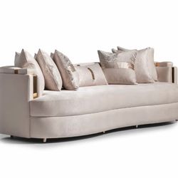 Luxury Furniture Italian Design Living Room Sofa Beige Velvet Fabric Upholstery 3 Seat Sofa