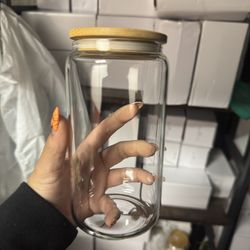 Glass Cups With Bamboo Lid 