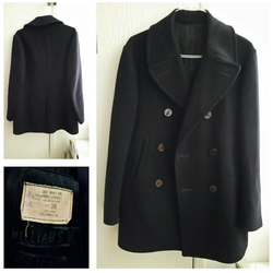 U.S NAVY ORIGINAL MENS PEACOAT 100% WOOL, NAVY BLUE SIZE LARGE 38