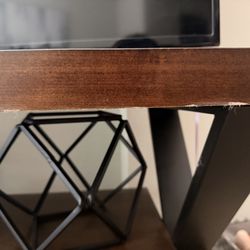 Brown and Black Metal TV Stand