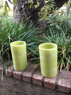12 Lime Green Round Wax Luminaries