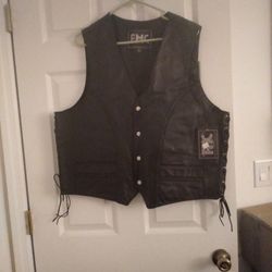 Leather Vest Size Xxlg.    New   