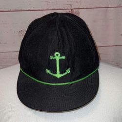 Anchor flat bill Snapback by Chief Hat Co. Rockabilly, rocker, Navy/Sailor, streetwear…this is a versatile, unique, unisex black Snapback with neo