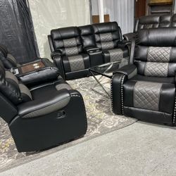 CLEARANCE SALE 3 Piece Recliner Sofa Loveseat and Chair Set $1349