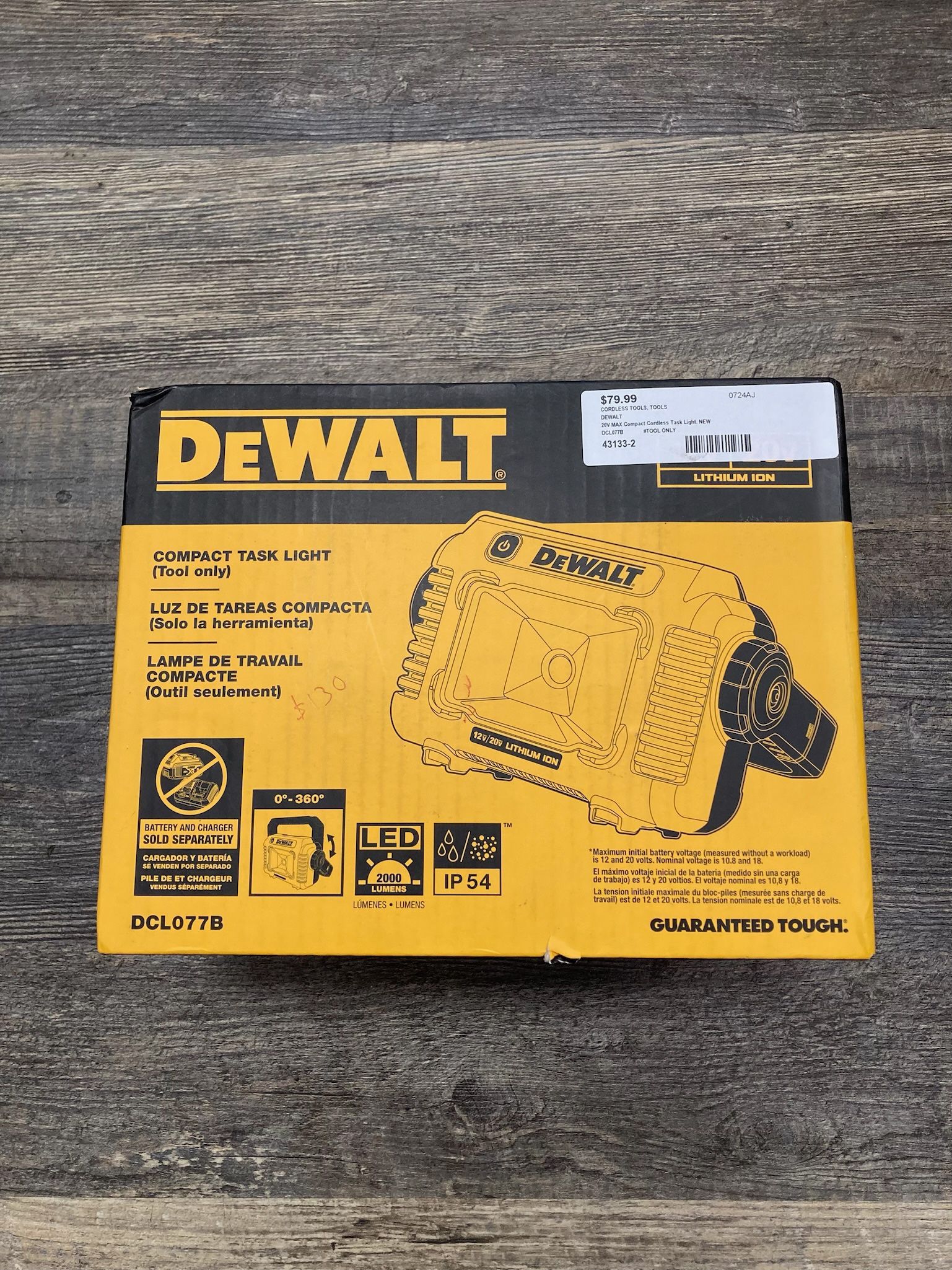 DEWALT DCL077B 20V MAX Compact Cordless Task Light
