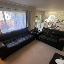 Black Leather Couch And Loveseat—genuine Leather