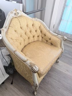 Beautiful couch and matching chairs with round coffee table