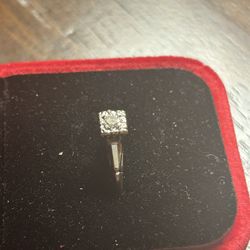 White 14K solid gold with a real natural diamond engagement ring