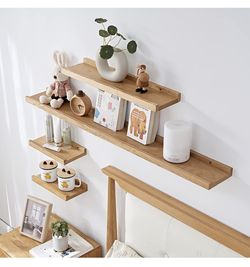 NEW 36” Oak Floating Shelf Natural Wood Wall Mounted Display Picture Ledge